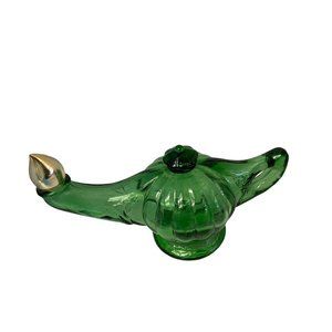 Avon Vintage Green‎ Genie Lamp Bath oil Bottle Empty Used